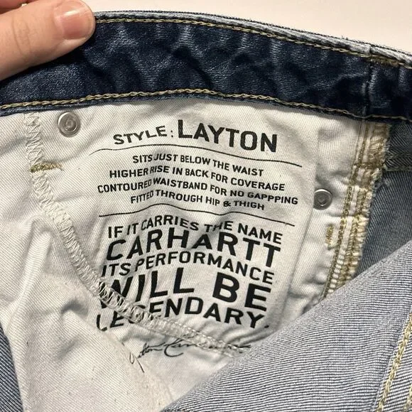 Womens Carhartt Layton Slim Fit Skinny Leg Denim Jeans 8 Regular Western Work - Picture 7 of 9